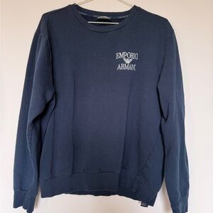 Emporio Armani Men's Dark Navy Crewneck Sweatshirt with Chest Logo